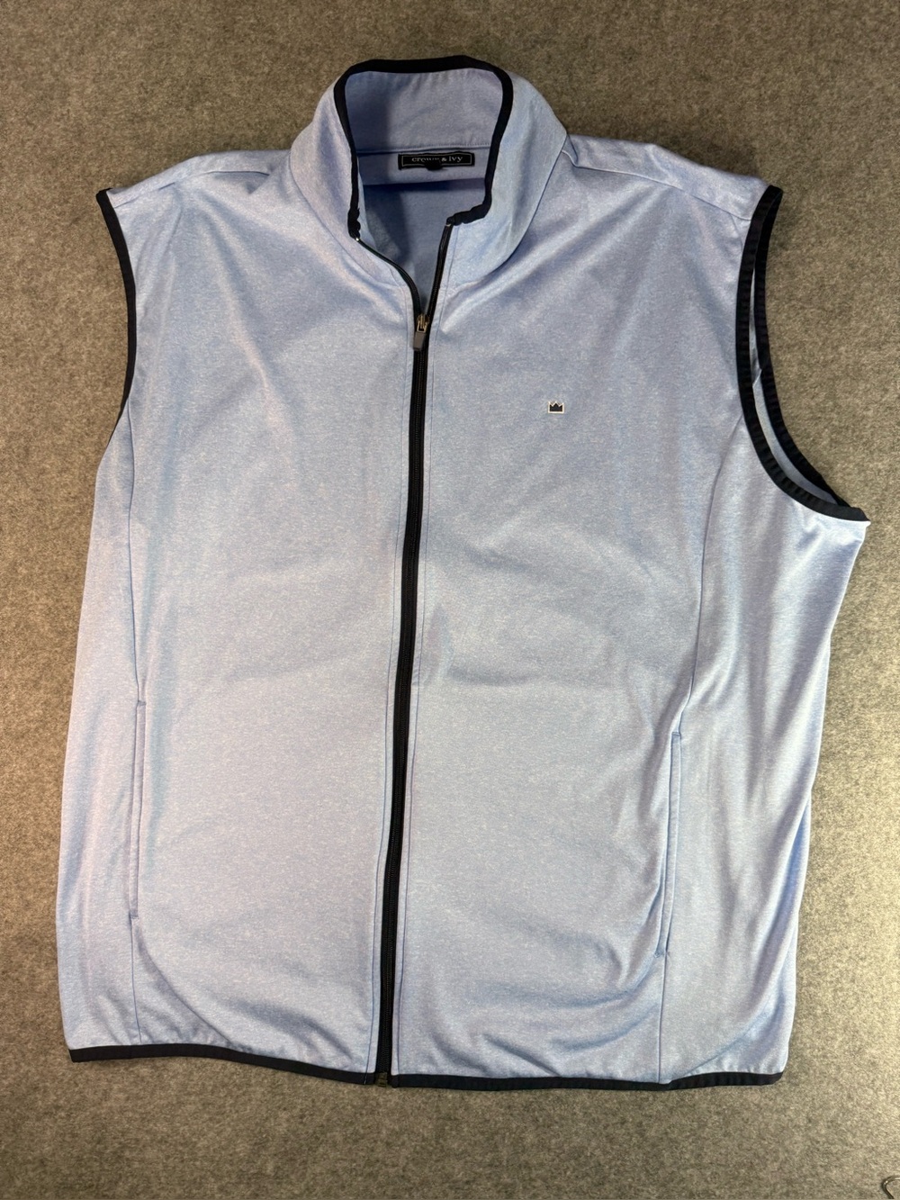 Crown & Ivy Men's Light Blue Full-Zip Athletic Motion Flex Sports Vest Mens XXL